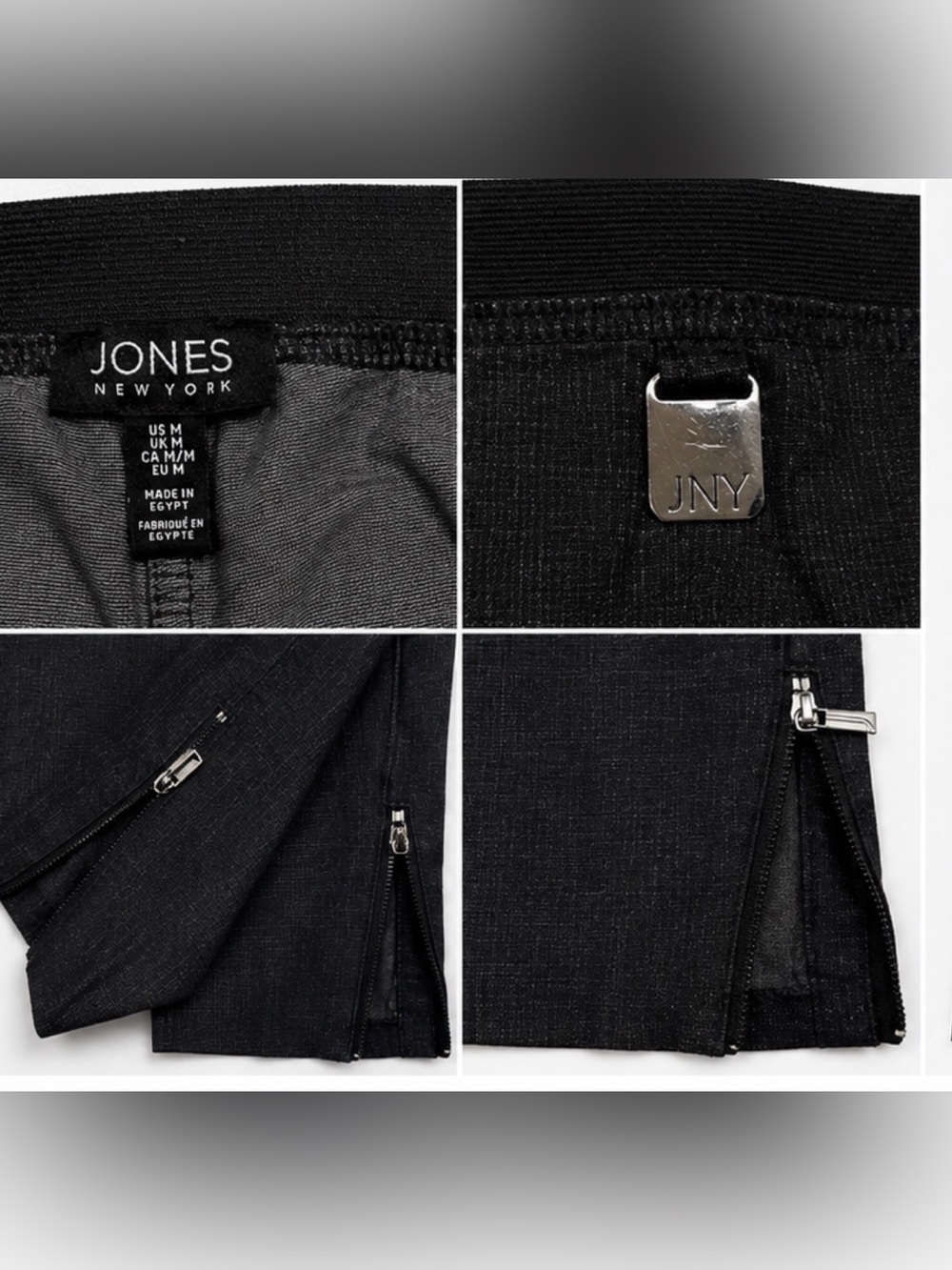 Jones New York Black Pull-On Ankle Zip Pants Size Medium